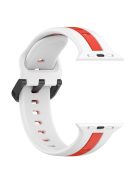 For Apple Watch Series 10 46mm / Ultra 2 Ultra 49mm /  Series 9 8 7 45mm / 6 5 4 SE (2023) SE (2022) SE 44mm / 3 2 1 42mm Silicone Strap Dual Color Watchband - White / Red