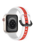 For Apple Watch Series 10 46mm / Ultra 2 Ultra 49mm /  Series 9 8 7 45mm / 6 5 4 SE (2023) SE (2022) SE 44mm / 3 2 1 42mm Silicone Strap Dual Color Watchband - White / Red