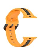 For Apple Watch Series 10 46mm / Ultra 2 Ultra 49mm /  Series 9 8 7 45mm / 6 5 4 SE (2023) SE (2022) SE 44mm / 3 2 1 42mm Silicone Strap Dual Color Watchband - Yellow / Black