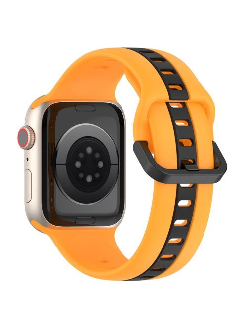 For Apple Watch Series 10 46mm / Ultra 2 Ultra 49mm /  Series 9 8 7 45mm / 6 5 4 SE (2023) SE (2022) SE 44mm / 3 2 1 42mm Silicone Strap Dual Color Watchband - Yellow / Black