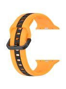 For Apple Watch Series 10 46mm / Ultra 2 Ultra 49mm /  Series 9 8 7 45mm / 6 5 4 SE (2023) SE (2022) SE 44mm / 3 2 1 42mm Silicone Strap Dual Color Watchband - Yellow / Black