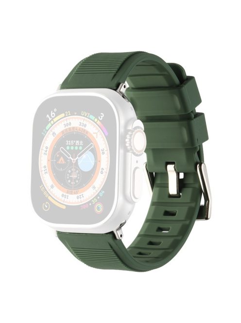 For Apple Watch Series 10 46mm / Ultra 2 Ultra 49mm /  Series 9 8 7 45mm / 6 5 4 SE (2023) SE (2022) SE 44mm / 3 2 1 42mm Silicone Strap Dual Loop Watch Band - Army Green