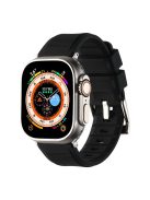 For Apple Watch Series 10 46mm / Ultra 2 Ultra 49mm /  Series 9 8 7 45mm / 6 5 4 SE (2023) SE (2022) SE 44mm / 3 2 1 42mm Silicone Strap Dual Loop Watch Band - Black