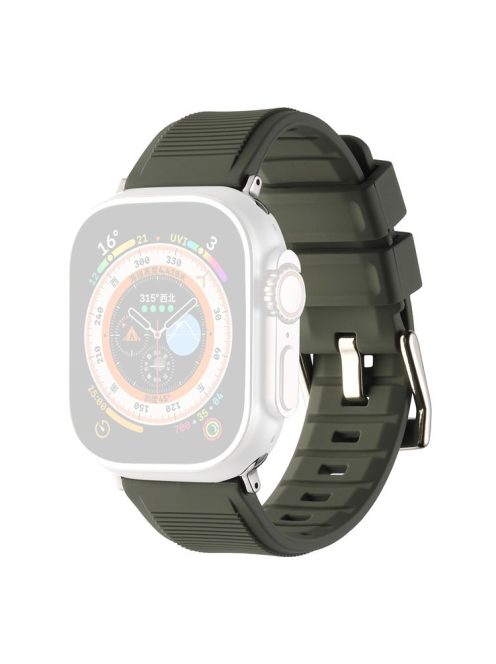 For Apple Watch Series 10 46mm / Ultra 2 Ultra 49mm /  Series 9 8 7 45mm / 6 5 4 SE (2023) SE (2022) SE 44mm / 3 2 1 42mm Silicone Strap Dual Loop Watch Band - Blackish Green