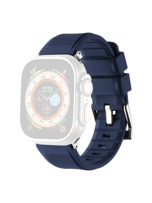 For Apple Watch Series 10 46mm / Ultra 2 Ultra 49mm /  Series 9 8 7 45mm / 6 5 4 SE (2023) SE (2022) SE 44mm / 3 2 1 42mm Silicone Strap Dual Loop Watch Band - Dark Blue