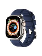 For Apple Watch Series 10 46mm / Ultra 2 Ultra 49mm /  Series 9 8 7 45mm / 6 5 4 SE (2023) SE (2022) SE 44mm / 3 2 1 42mm Silicone Strap Dual Loop Watch Band - Dark Blue