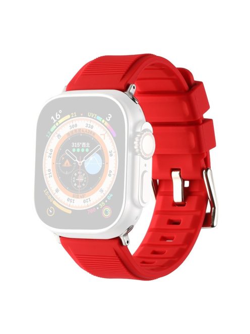 For Apple Watch Series 10 46mm / Ultra 2 Ultra 49mm /  Series 9 8 7 45mm / 6 5 4 SE (2023) SE (2022) SE 44mm / 3 2 1 42mm Silicone Strap Dual Loop Watch Band - Red