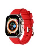 For Apple Watch Series 10 46mm / Ultra 2 Ultra 49mm /  Series 9 8 7 45mm / 6 5 4 SE (2023) SE (2022) SE 44mm / 3 2 1 42mm Silicone Strap Dual Loop Watch Band - Red