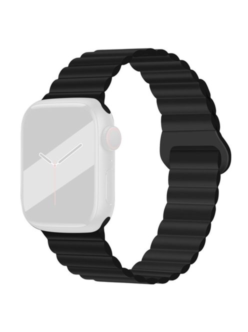 For Apple Watch Series 10 46mm / Ultra 2 Ultra 49mm /  Series 9 8 7 45mm / 6 5 4 SE (2023) SE (2022) SE 44mm / 3 2 1 42mm Silicone Strap Magnetic Watchband - Black