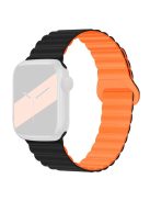 For Apple Watch Series 10 46mm / Ultra 2 Ultra 49mm /  Series 9 8 7 45mm / 6 5 4 SE (2023) SE (2022) SE 44mm / 3 2 1 42mm Silicone Strap Magnetic Watchband - Black / Orange