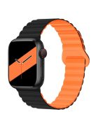 For Apple Watch Series 10 46mm / Ultra 2 Ultra 49mm /  Series 9 8 7 45mm / 6 5 4 SE (2023) SE (2022) SE 44mm / 3 2 1 42mm Silicone Strap Magnetic Watchband - Black / Orange