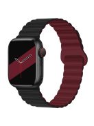 For Apple Watch Series 10 46mm / Ultra 2 Ultra 49mm /  Series 9 8 7 45mm / 6 5 4 SE (2023) SE (2022) SE 44mm / 3 2 1 42mm Silicone Strap Magnetic Watchband - Black / Wine Red