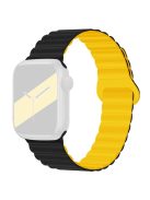 For Apple Watch Series 10 46mm / Ultra 2 Ultra 49mm /  Series 9 8 7 45mm / 6 5 4 SE (2023) SE (2022) SE 44mm / 3 2 1 42mm Silicone Strap Magnetic Watchband - Black / Yellow