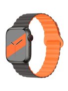 For Apple Watch Series 10 46mm / Ultra 2 Ultra 49mm /  Series 9 8 7 45mm / 6 5 4 SE (2023) SE (2022) SE 44mm / 3 2 1 42mm Silicone Strap Magnetic Watchband - Grey / Orange