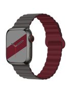 For Apple Watch Series 10 46mm / Ultra 2 Ultra 49mm /  Series 9 8 7 45mm / 6 5 4 SE (2023) SE (2022) SE 44mm / 3 2 1 42mm Silicone Strap Magnetic Watchband - Grey / Wine Red