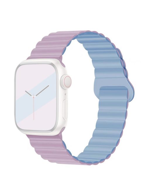 For Apple Watch Series 10 46mm / Ultra 2 Ultra 49mm /  Series 9 8 7 45mm / 6 5 4 SE (2023) SE (2022) SE 44mm / 3 2 1 42mm Silicone Strap Magnetic Watchband - Light Purple / Blue