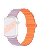 For Apple Watch Series 10 46mm / Ultra 2 Ultra 49mm /  Series 9 8 7 45mm / 6 5 4 SE (2023) SE (2022) SE 44mm / 3 2 1 42mm Silicone Strap Magnetic Watchband - Light Purple / Orange