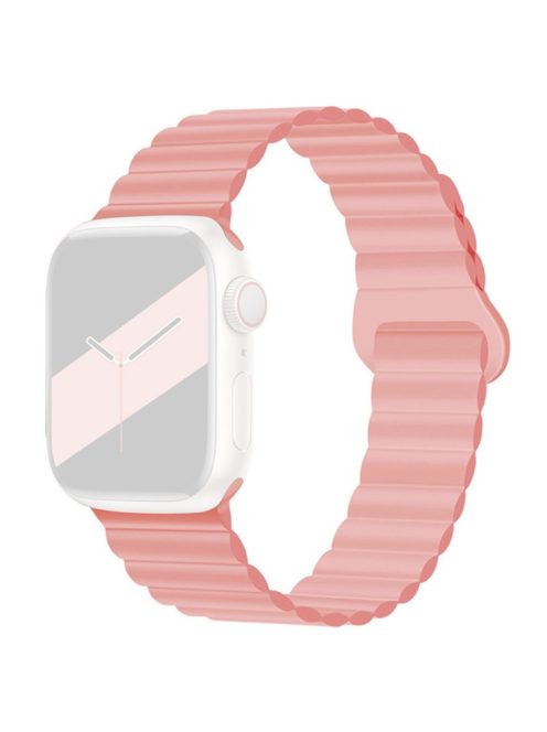 For Apple Watch Series 10 46mm / Ultra 2 Ultra 49mm /  Series 9 8 7 45mm / 6 5 4 SE (2023) SE (2022) SE 44mm / 3 2 1 42mm Silicone Strap Magnetic Watchband - Pink