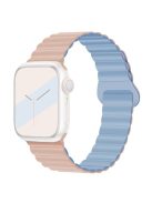 For Apple Watch Series 10 46mm / Ultra 2 Ultra 49mm /  Series 9 8 7 45mm / 6 5 4 SE (2023) SE (2022) SE 44mm / 3 2 1 42mm Silicone Strap Magnetic Watchband - Pink / Blue