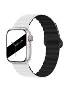 For Apple Watch Series 10 46mm / Ultra 2 Ultra 49mm /  Series 9 8 7 45mm / 6 5 4 SE (2023) SE (2022) SE 44mm / 3 2 1 42mm Silicone Strap Magnetic Watchband - White / Black