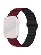 For Apple Watch Series 10 46mm / Ultra 2 Ultra 49mm /  Series 9 8 7 45mm / 6 5 4 SE (2023) SE (2022) SE 44mm / 3 2 1 42mm Silicone Strap Magnetic Watchband - Wine Red / Black