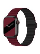 For Apple Watch Series 10 46mm / Ultra 2 Ultra 49mm /  Series 9 8 7 45mm / 6 5 4 SE (2023) SE (2022) SE 44mm / 3 2 1 42mm Silicone Strap Magnetic Watchband - Wine Red / Black