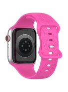 For Apple Watch Series 10 46mm / Ultra 2 Ultra 49mm /  Series 9 8 7 45mm / 6 5 4 SE (2023) SE (2022) SE 44mm / 3 2 1 42mm Silicone Strap Watch Band - Hot Pink