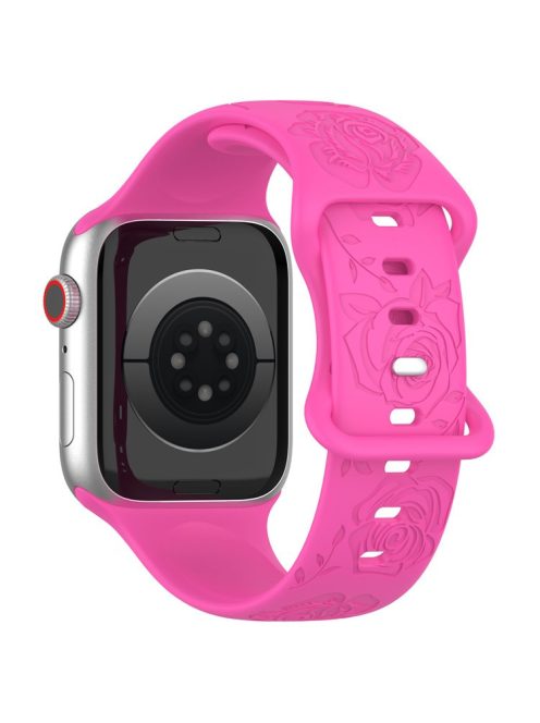 For Apple Watch Series 10 46mm / Ultra 2 Ultra 49mm /  Series 9 8 7 45mm / 6 5 4 SE (2023) SE (2022) SE 44mm / 3 2 1 42mm Silicone Strap Watch Band - Hot Pink