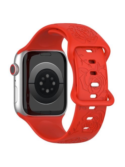 For Apple Watch Series 10 46mm / Ultra 2 Ultra 49mm /  Series 9 8 7 45mm / 6 5 4 SE (2023) SE (2022) SE 44mm / 3 2 1 42mm Silicone Strap Watch Band - Red