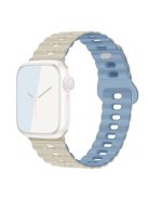 For Apple Watch Series 10 46mm / Ultra 2 Ultra 49mm /  Series 9 8 7 45mm / 6 5 4 SE (2023) SE (2022) SE 44mm / 3 2 1 42mm Silicone Watch Band - Antique White+Mist Blue