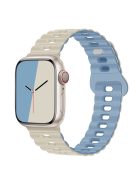 For Apple Watch Series 10 46mm / Ultra 2 Ultra 49mm /  Series 9 8 7 45mm / 6 5 4 SE (2023) SE (2022) SE 44mm / 3 2 1 42mm Silicone Watch Band - Antique White+Mist Blue