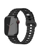 For Apple Watch Series 10 46mm / Ultra 2 Ultra 49mm /  Series 9 8 7 45mm / 6 5 4 SE (2023) SE (2022) SE 44mm / 3 2 1 42mm Silicone Watch Band - Black