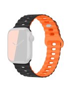 For Apple Watch Series 10 46mm / Ultra 2 Ultra 49mm /  Series 9 8 7 45mm / 6 5 4 SE (2023) SE (2022) SE 44mm / 3 2 1 42mm Silicone Watch Band - Black+Orange