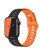 For Apple Watch Series 10 46mm / Ultra 2 Ultra 49mm /  Series 9 8 7 45mm / 6 5 4 SE (2023) SE (2022) SE 44mm / 3 2 1 42mm Silicone Watch Band - Black+Orange