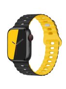 For Apple Watch Series 10 46mm / Ultra 2 Ultra 49mm /  Series 9 8 7 45mm / 6 5 4 SE (2023) SE (2022) SE 44mm / 3 2 1 42mm Silicone Watch Band - Black+Yellow