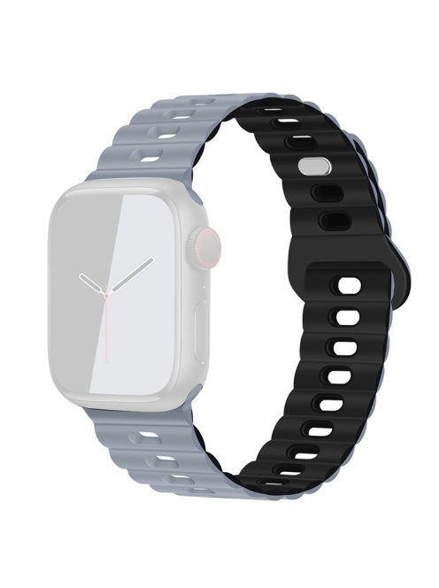 For Apple Watch Series 10 46mm / Ultra 2 Ultra 49mm /  Series 9 8 7 45mm / 6 5 4 SE (2023) SE (2022) SE 44mm / 3 2 1 42mm Silicone Watch Band - Grey+Black