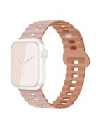 For Apple Watch Series 10 46mm / Ultra 2 Ultra 49mm /  Series 9 8 7 45mm / 6 5 4 SE (2023) SE (2022) SE 44mm / 3 2 1 42mm Silicone Watch Band - Pink+Rose Pink