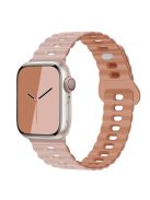 For Apple Watch Series 10 46mm / Ultra 2 Ultra 49mm /  Series 9 8 7 45mm / 6 5 4 SE (2023) SE (2022) SE 44mm / 3 2 1 42mm Silicone Watch Band - Pink+Rose Pink