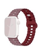 For Apple Watch Series 10 46mm / Ultra 2 Ultra 49mm /  Series 9 8 7 45mm / 6 5 4 SE (2023) SE (2022) SE 44mm / 3 2 1 42mm Silicone Watch Band - Smoke Purple+Purple Red