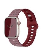 For Apple Watch Series 10 46mm / Ultra 2 Ultra 49mm /  Series 9 8 7 45mm / 6 5 4 SE (2023) SE (2022) SE 44mm / 3 2 1 42mm Silicone Watch Band - Smoke Purple+Purple Red