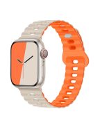 For Apple Watch Series 10 46mm / Ultra 2 Ultra 49mm /  Series 9 8 7 45mm / 6 5 4 SE (2023) SE (2022) SE 44mm / 3 2 1 42mm Silicone Watch Band - Starlight+Orange