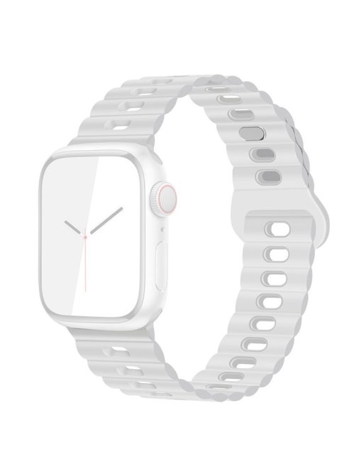 For Apple Watch Series 10 46mm / Ultra 2 Ultra 49mm /  Series 9 8 7 45mm / 6 5 4 SE (2023) SE (2022) SE 44mm / 3 2 1 42mm Silicone Watch Band - White