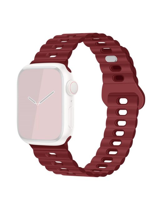 For Apple Watch Series 10 46mm / Ultra 2 Ultra 49mm /  Series 9 8 7 45mm / 6 5 4 SE (2023) SE (2022) SE 44mm / 3 2 1 42mm Silicone Watch Band - Wine Red