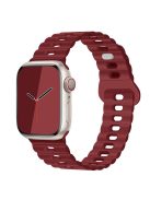 For Apple Watch Series 10 46mm / Ultra 2 Ultra 49mm /  Series 9 8 7 45mm / 6 5 4 SE (2023) SE (2022) SE 44mm / 3 2 1 42mm Silicone Watch Band - Wine Red