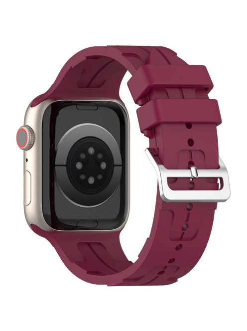 For Apple Watch Series 10 46mm / Ultra 2 Ultra 49mm /  Series 9 8 7 45mm / 6 5 4 SE (2023) SE (2022) SE 44mm / 3 2 1 42mm Silicone Watch Band - Wine Red