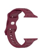 For Apple Watch Series 10 46mm / Ultra 2 Ultra 49mm /  Series 9 8 7 45mm / 6 5 4 SE (2023) SE (2022) SE 44mm / 3 2 1 42mm Silicone Watch Band Dot Design Wrist Strap - Wine Red