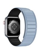 For Apple Watch Series 10 46mm / Ultra 2 Ultra 49mm /  Series 9 8 7 45mm / 6 5 4 SE (2023) SE (2022) SE 44mm / 3 2 1 42mm Silicone Watch Band Dual Color Magnetic Strap - Baby Blue+Black