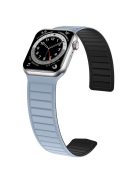 For Apple Watch Series 10 46mm / Ultra 2 Ultra 49mm /  Series 9 8 7 45mm / 6 5 4 SE (2023) SE (2022) SE 44mm / 3 2 1 42mm Silicone Watch Band Dual Color Magnetic Strap - Baby Blue+Black