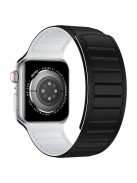 For Apple Watch Series 10 46mm / Ultra 2 Ultra 49mm /  Series 9 8 7 45mm / 6 5 4 SE (2023) SE (2022) SE 44mm / 3 2 1 42mm Silicone Watch Band Dual Color Magnetic Strap - Black+White