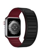 For Apple Watch Series 10 46mm / Ultra 2 Ultra 49mm /  Series 9 8 7 45mm / 6 5 4 SE (2023) SE (2022) SE 44mm / 3 2 1 42mm Silicone Watch Band Dual Color Magnetic Strap - Black+Wine Red